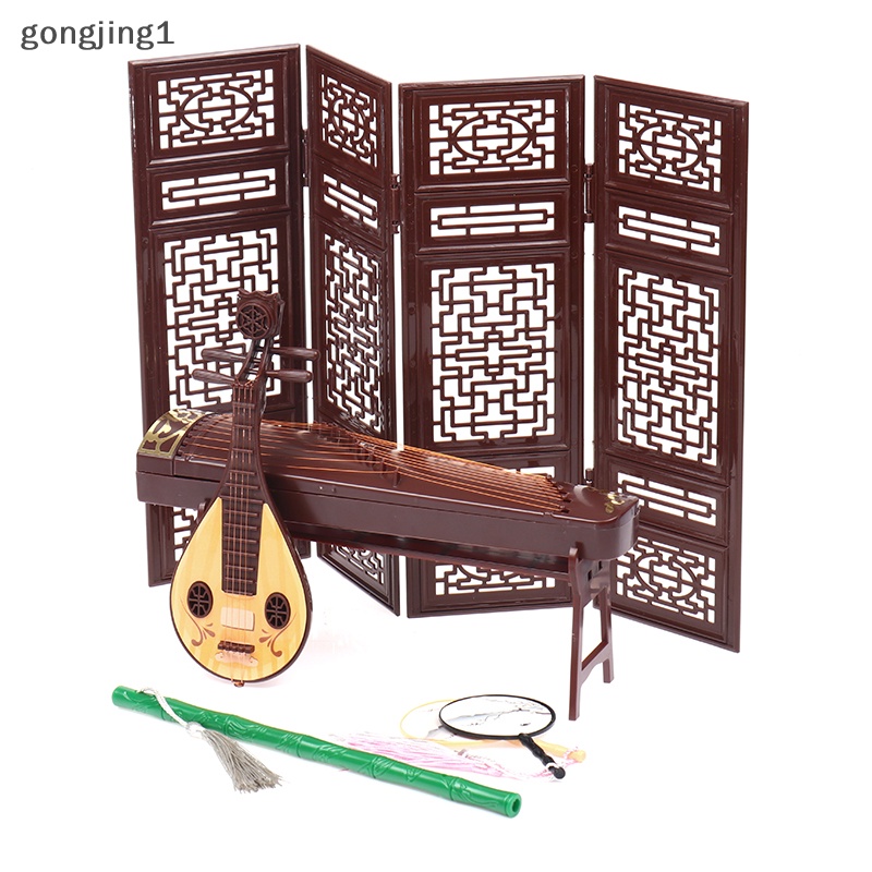 Ggg Rumah Boneka Miniatur Layar Lipat Suling Lute Guzheng Kipas Life Scene Ornament ID