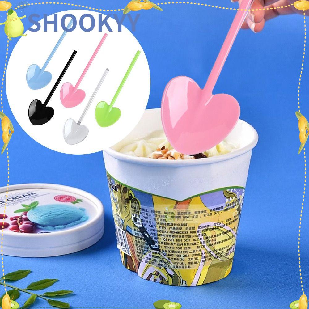 Chookyy 100pcs Sendok Es Krim, Sendok Sekali Pakai Bentuk Sekop, Peralatan Makan Plastik Food Grade Baru Untuk Pesta