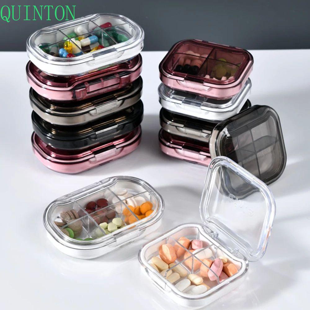 QUINTON Kotak Pil Obat4 /6 Grids Waterproof Plastik Vitamin Kapsul Organizer