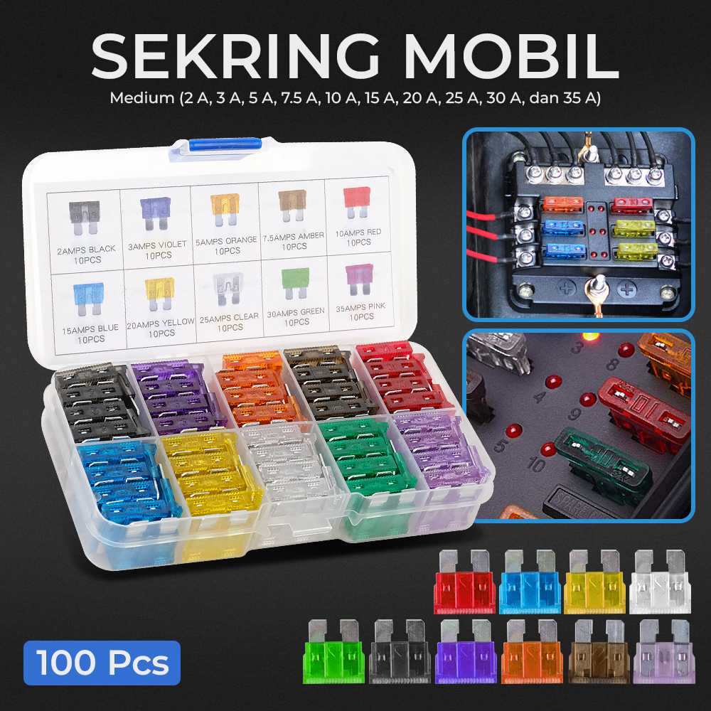 300pcs Sekring Mini/Standar Sikring Kelistrikan Mobil Motor Fuse with Box