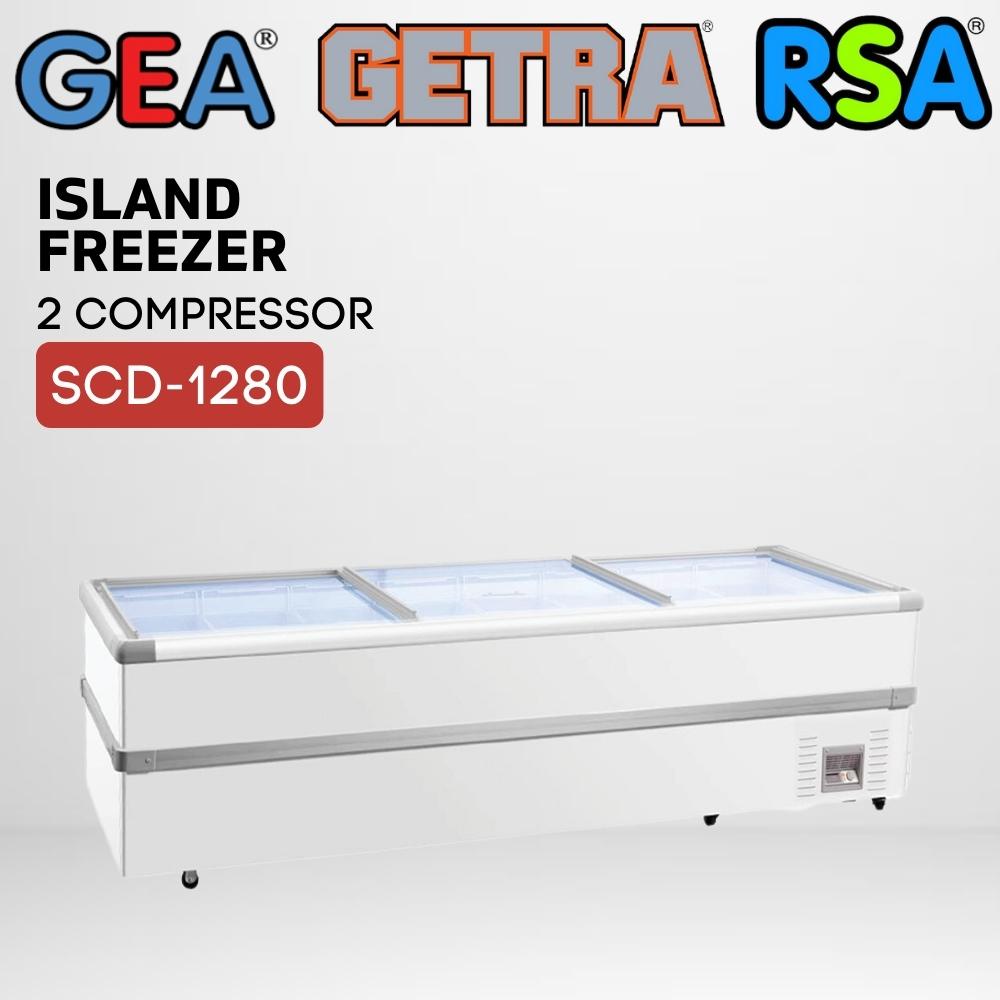 ISLAND FREEZER GEA SCD 1280 SLIDING GLASS FLAT 2 KOMPRESOR GARANSI RESMI