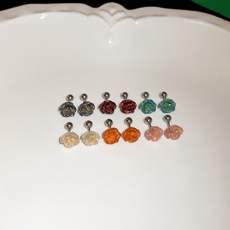 Ahellogirl Anting Pejantan Bunga Temperamen Segar Dan Manis High-end Niche Korea Retro Hutan Klip Telinga Anting Musim Panas Wanita