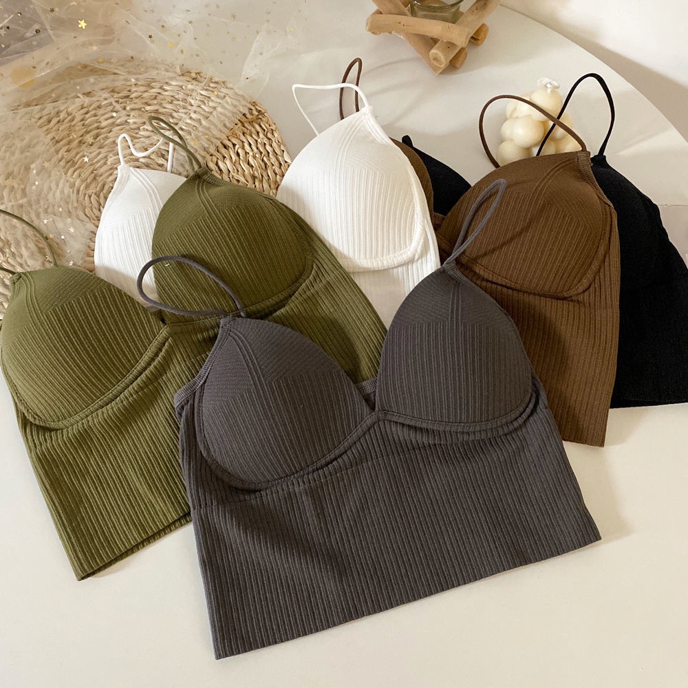 MMM Tank top Cup Bra V Neck Brallete Tanktop wanita Korea Kode 6835 tanktop Crop Top Dengan Cup Busa Tebal Atasan wanita