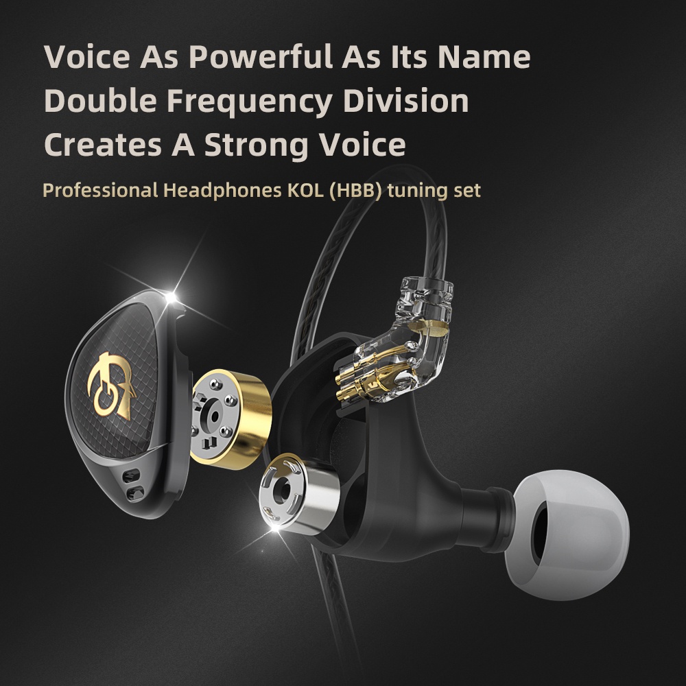 QKZ x HBB Khan 2 DD Earphone HiFi Driver Monitor In-Ear IEM WITH MIC