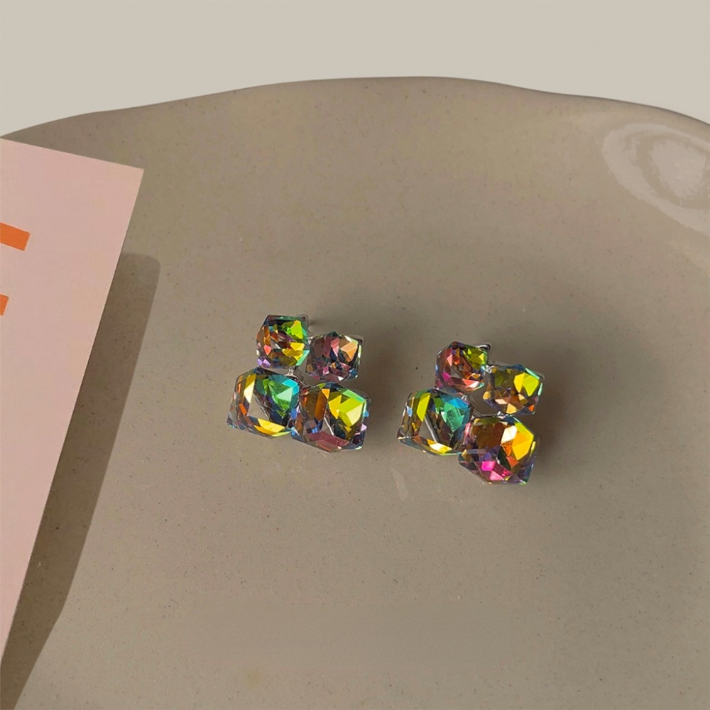 Deartiara Colorful Sugar Glass Crystal Solid Geometri Anting Ringan Mewah Premium Anting Giwang