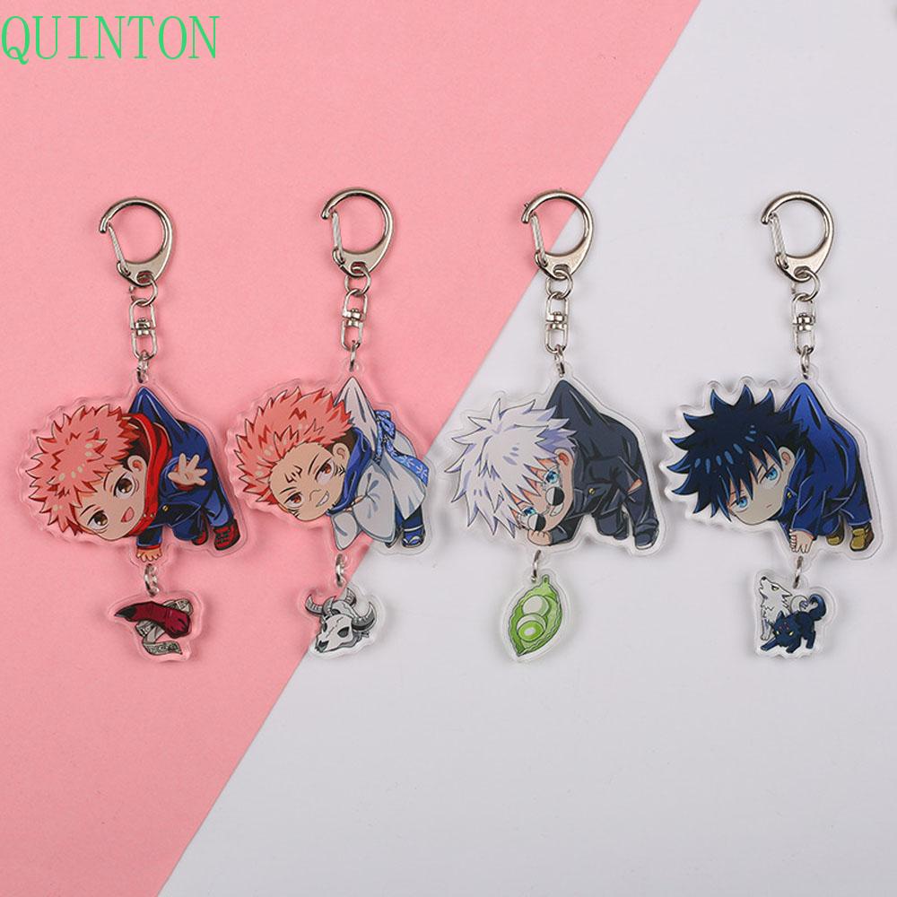 QUINTON Jujutsu Kaisen Gantungan Kunci Liontin Q Version Karakter Miniatur Anime Jepang Scultures Darah Panas Anime Key Ring