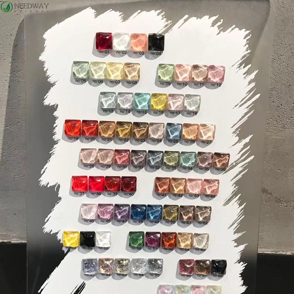 NEEDWAY Nail Color Board Tips Card Kaca Transparan Desain Nail Art Kepala Kucing Kartu Pajangan Aksesoris Manicure Nail Color Card