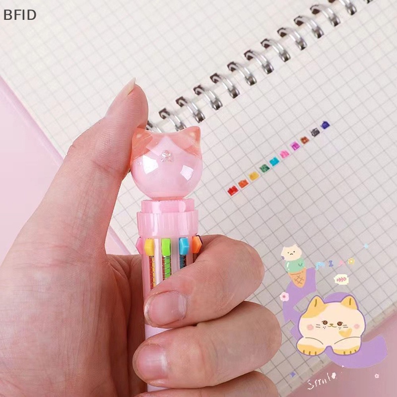 [BFID] 10warna Kawaii Cat Bolpoin Kreatif Kartun Ditarik Multicolor Bolpoin Mark Pen Sekolah Kantor Supply Hadiah Alat Tulis [ID]