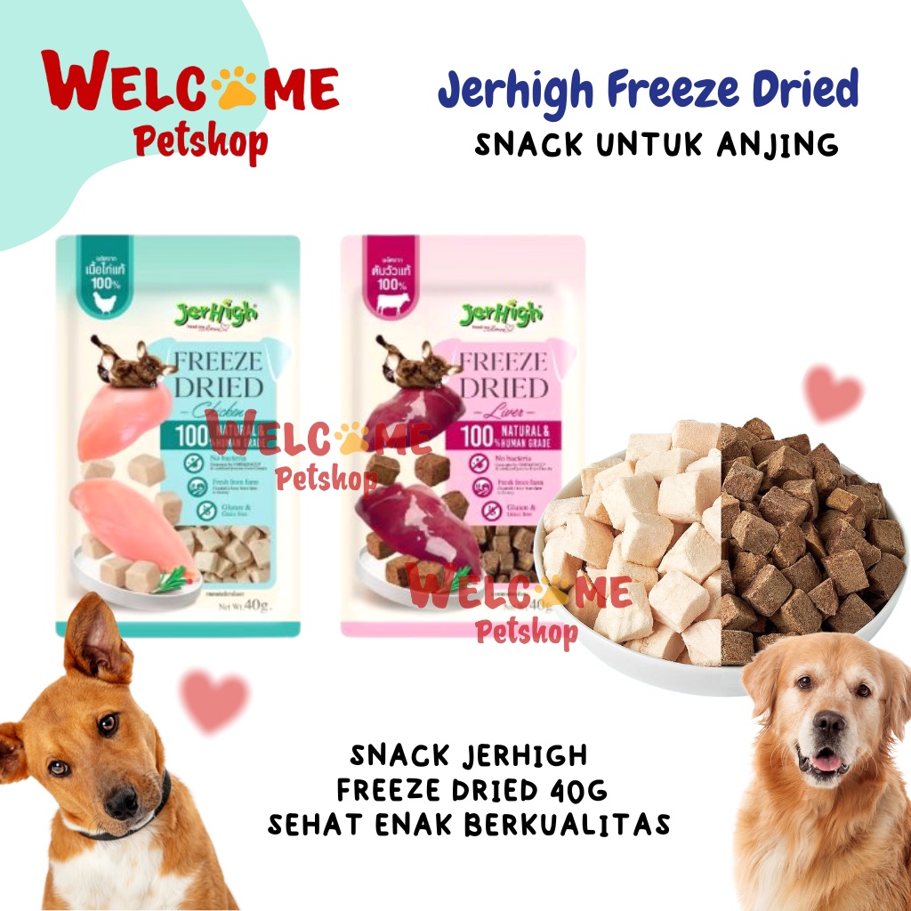 Jerhigh Freeze Dried 40g Snack Anjing Cemilan Treats Chicken Beef Enak