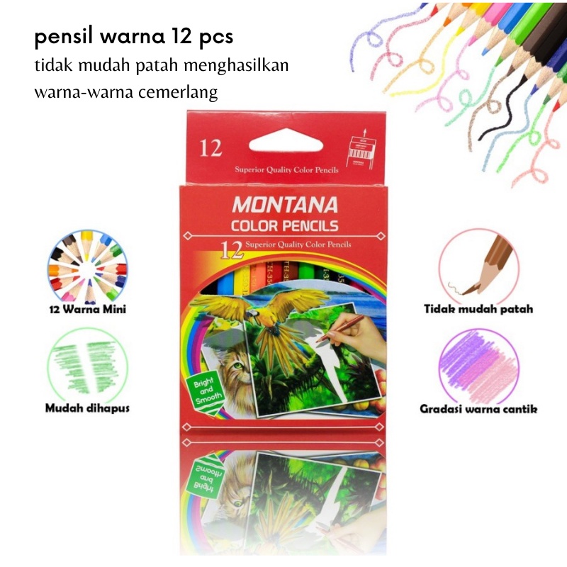 

GOS -G103- Pensil Warna 12pcs Pack KECIL - Pensil Mewarnai Anak Ukuran Kecil 12pcs