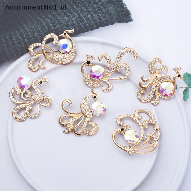 [AdornmentNo1] Fashion merak bros berlian imitasi ringan Alloy korsase aksesoris pakaian elemen hewan perhiasan untuk wanita Shiny Brooch