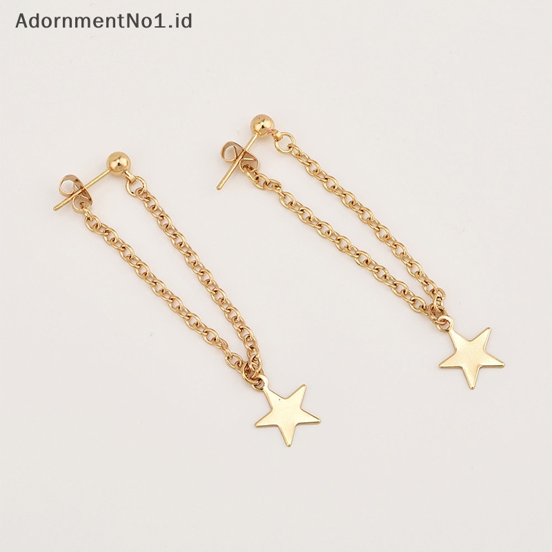 [AdornmentNo1] Punk kuba Link rantai Stud Earrings untuk Fashion wanita warna emas batu perhiasan hadiah anting tren