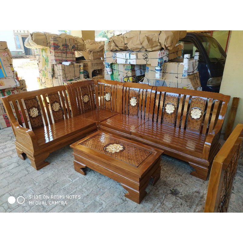 Kursi sudut semut full kayu jati / kursi sudut minimalis kayu jati