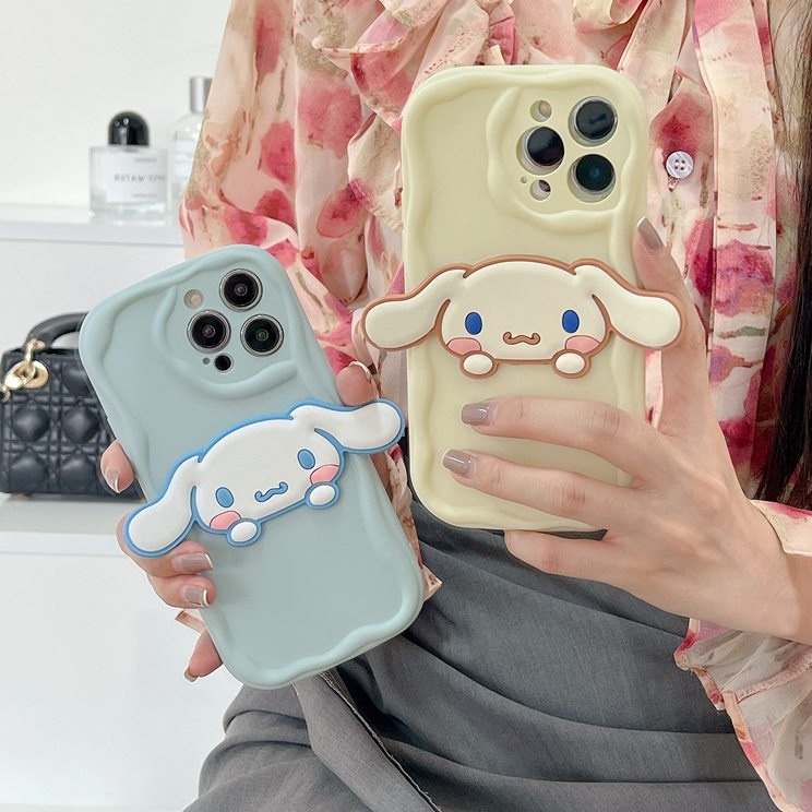 Macaron Yellow Wave Cinnamoroll Soft Silicon Case HP iP iPhone 6 6S 7 8 14 + Plus SE 2020 2022 X XS XR 11 12 13 Pro Max Girl Woman Casing