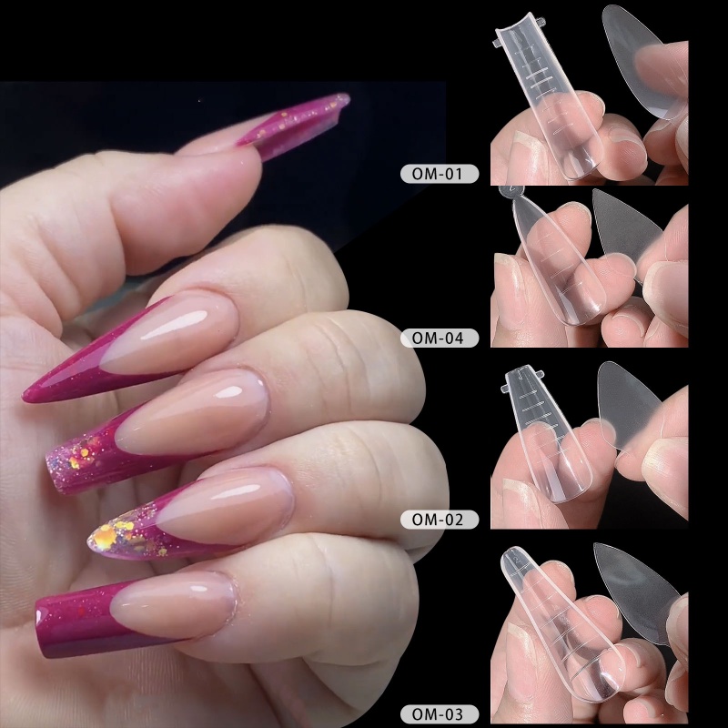 [Featured]12 /24Pcs Reusable Dual Nail Form Mould/Cetakan Gel Ekstensi Nampan Tanpa Kertas/Quick Building French Line Guides/Diafragma Membran Kuku/Alat Bantu Manicure