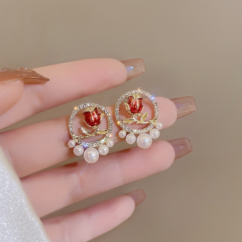 Anting mutiara dessyulip temperamen fashion wanita gaya vintage