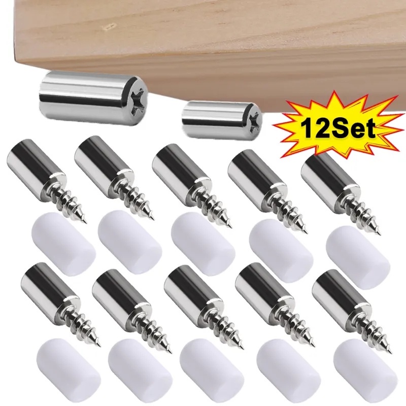 12set Cross Self-tapping Screw/Paku Silang Penyangga Laminasi/Sekrup Papan Cabinet Dengan Karet/Alat Furniture Penyangga Laminasi