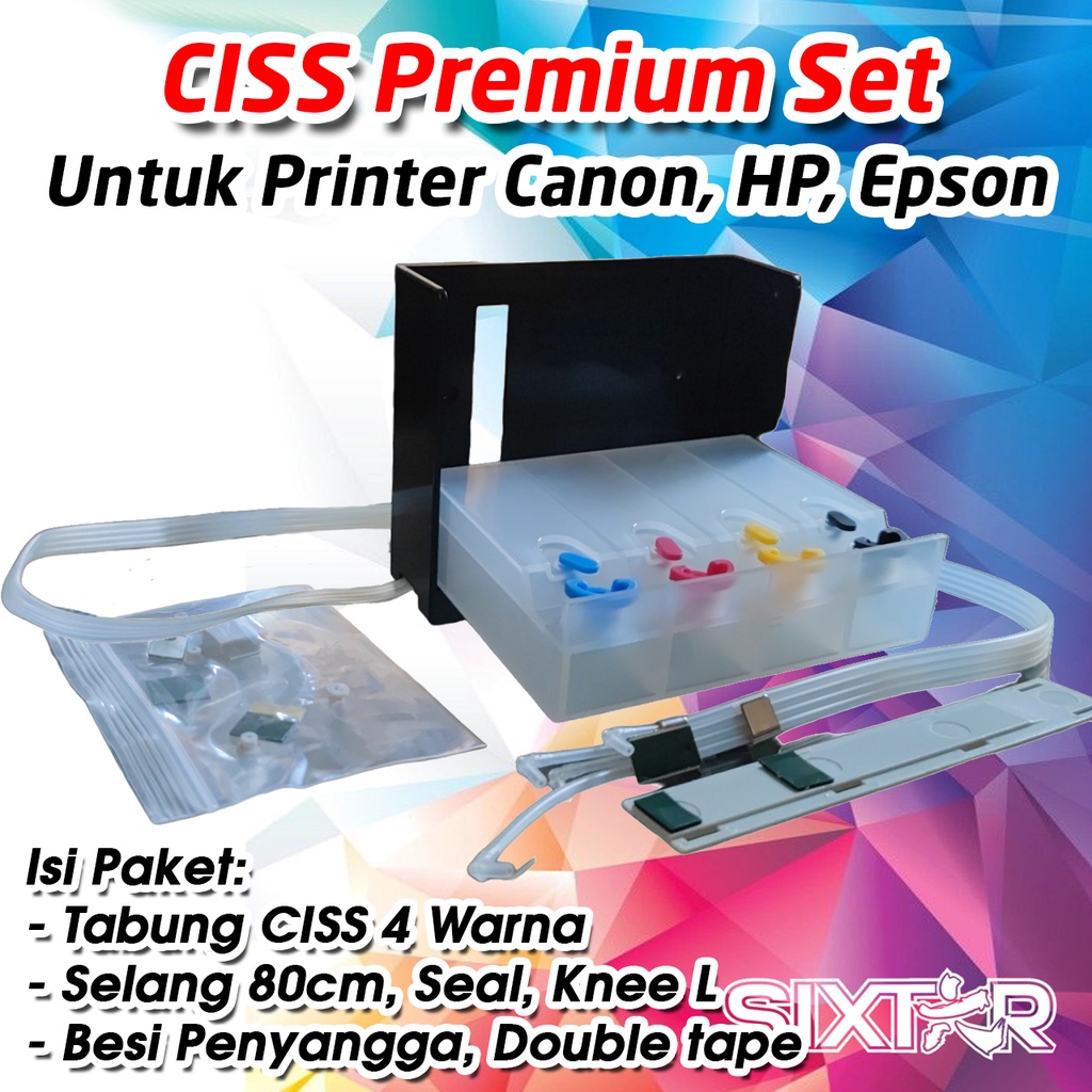 Tabung Infus Box CISS Premium Exclusive Hitam 4 Warna 100 ML Printer Canon HP Epson