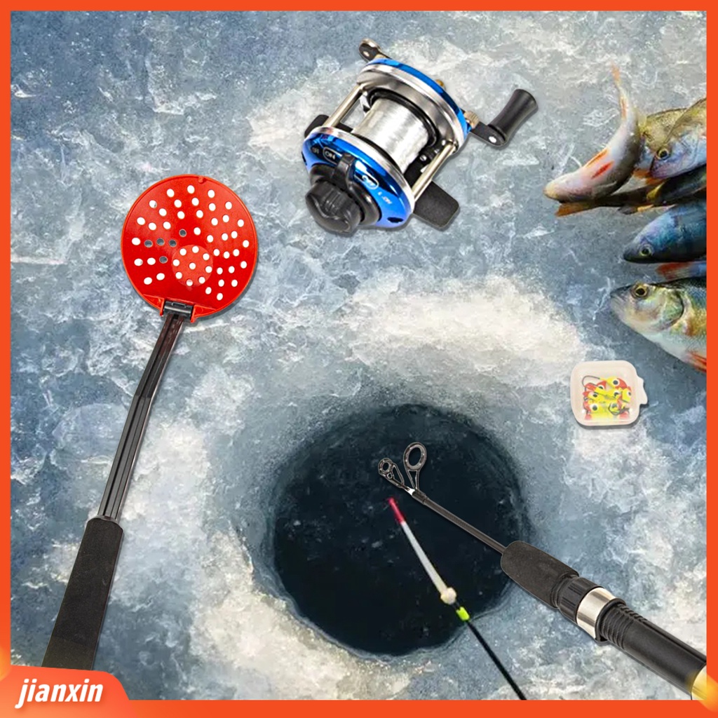 (In Stock) 1set Musim Dingin Memancing Kit Non-slip Es Pancing Gagang Lipat Sendok Gulungan Kait Perlengkapan Memancing Portabel Tahan Lama Es Peralatan Memancing Kit Untuk Memancing
