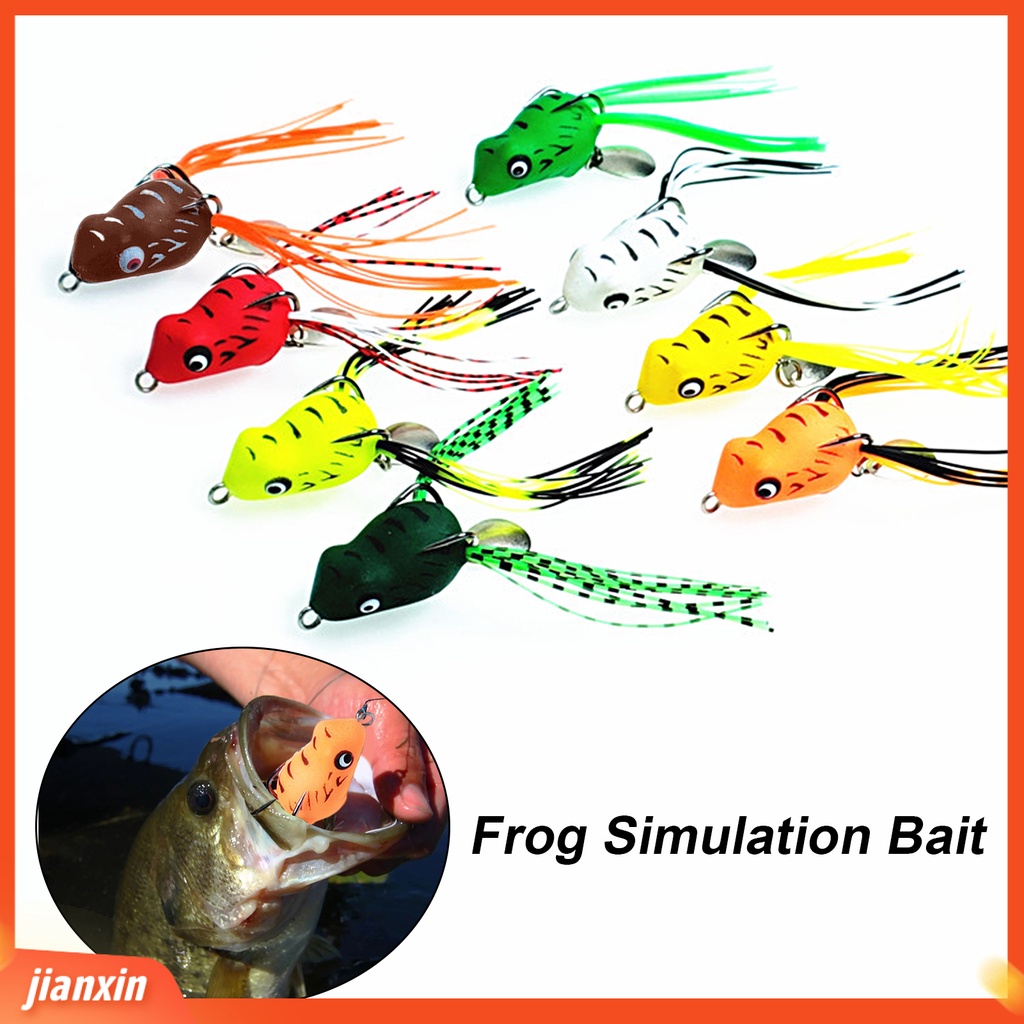 (In Stock) 3 cm Memancing Umpan Kait Ganda Dengan Jumbai Spinner Payet Berongga Simulasi Pengecoran Panjang Buatan PVC Lembut Snakehead Frog Bait Fishing Gear