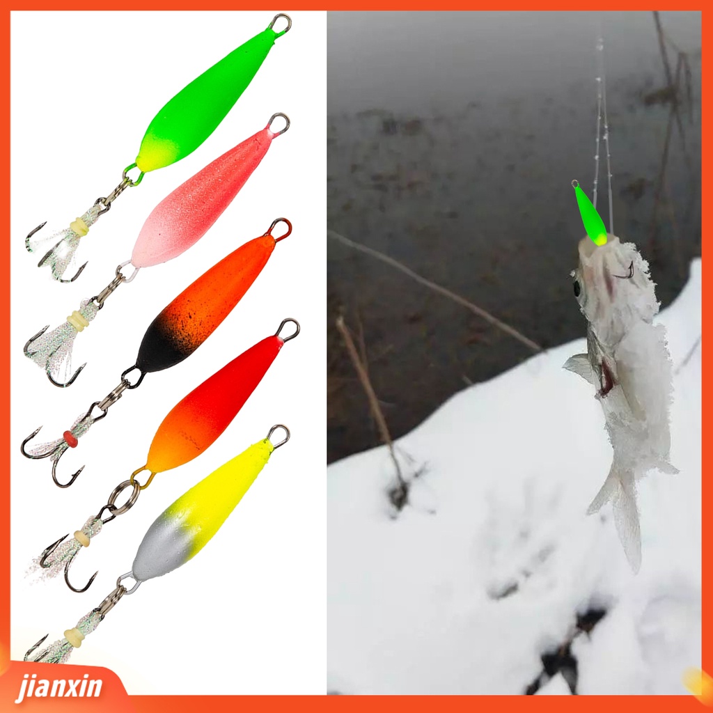 (In Stock) 5pcs /Set Umpan Pancing Tajam Kait Stainless Tahan Aus Mengambang Bulu Imitasi Tenggelam Memancing Warna Acak Treble Hook Keras Memancing Umpan Tackle Aksesoris