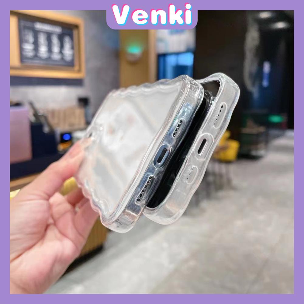 VENKI - Untuk iPhone 11 iPhone Case 3D Tepi Melengkung Gelombang Bening Phone Case TPU Airbag Tahan Guncangan Kamera Sederhana Kompatibel dengan iPhone 14 13 Pro max 12 Pro Max 11 xr 7Plus 8Plus