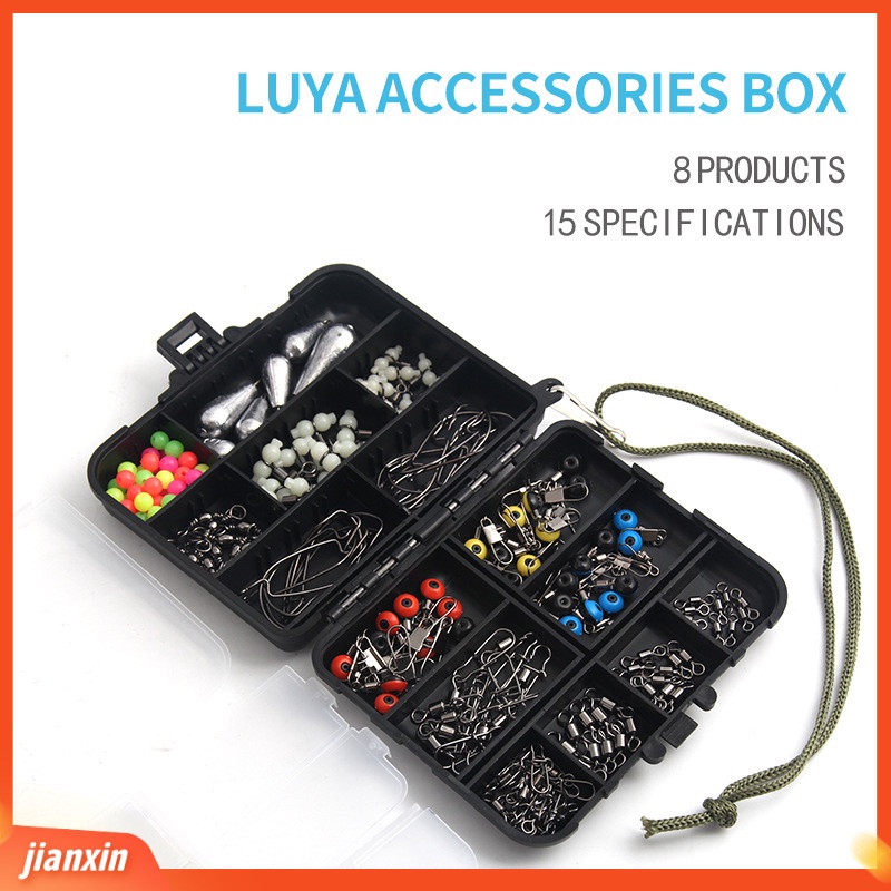 (In Stock) 176Pcs /Set Konektor Umpan Pancing Putar Engkol Kait Kacang Sinker Aksesori Untuk Angling