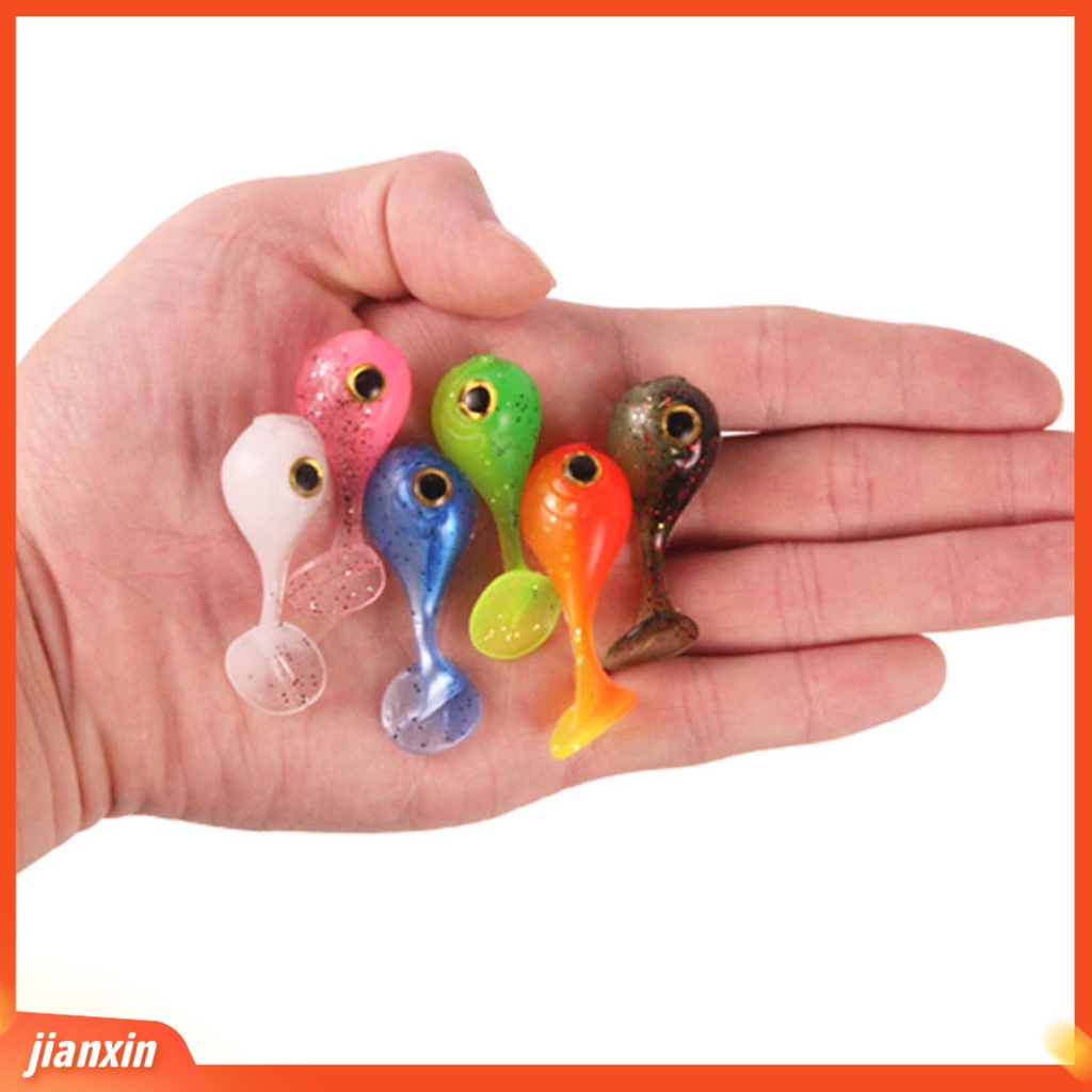 (In Stock) 10Pcs 4.5cm/3g Umpan Pancing Silikon Buatan Bicolor T-Tail Umpan Lembut Dengan Mata Memancing Aksesori
