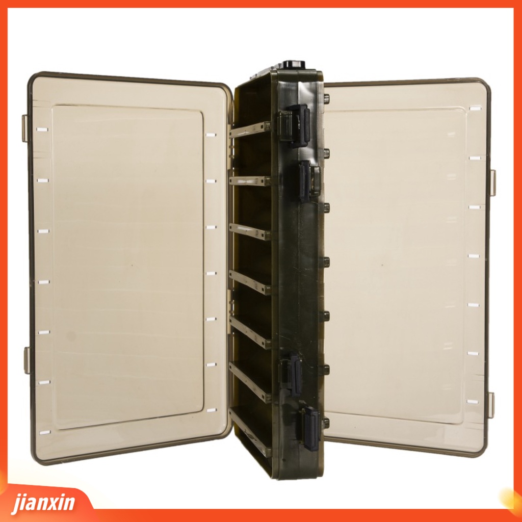 (In Stock) Memancing Luar Ruangan Dua Sisi 14-Grid Umpan Lure Kotak Penyimpanan Dengan Kunci Menangkap Aksesoris Alat Pancing