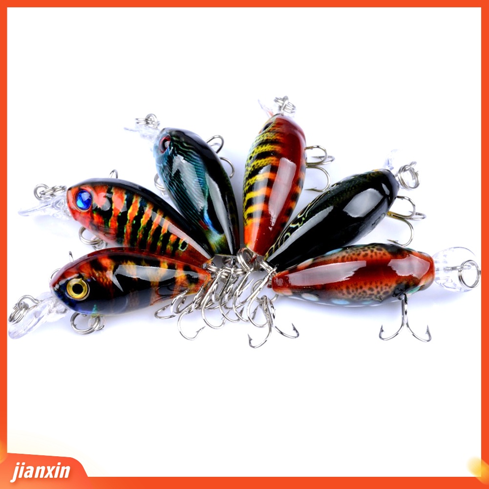 (In Stock) 6 Pcs 4.5 cm 4g Memancing Buatan Manusia Hidup Keras Umpan Wobbler Air Ikan Renang Umpan