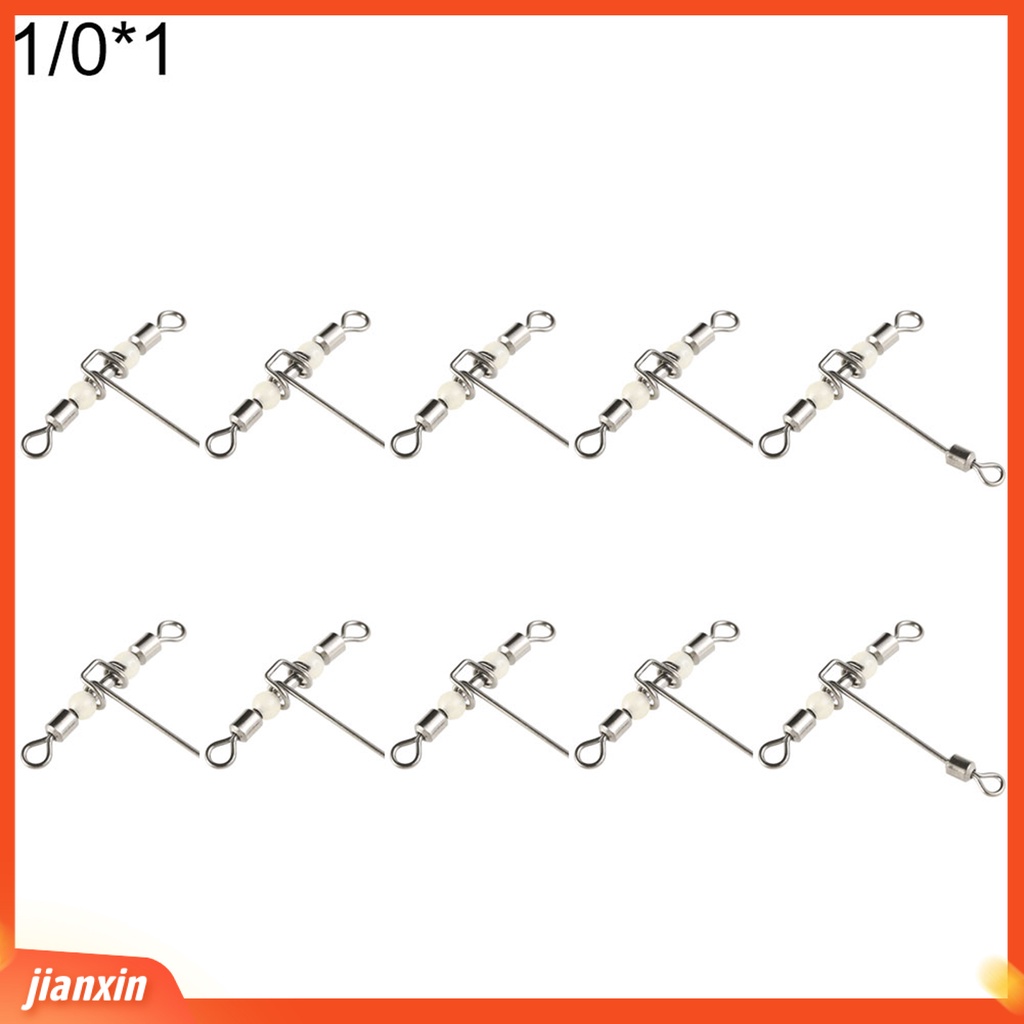 (In Stock) 10Pcs Konektor Rolling Swivel Ikan Gurame Bentuk T 3arah Dengan Manik-Manik Bercahaya