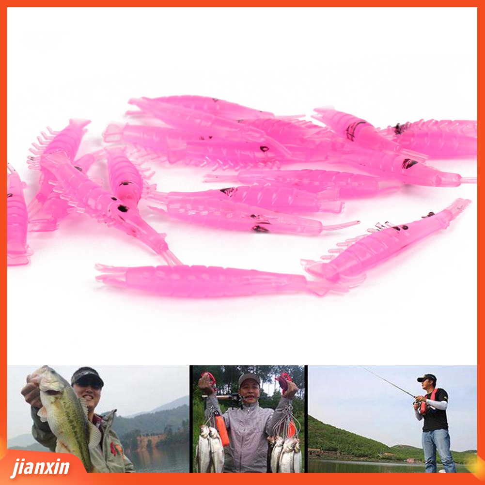 (In Stock) 20 Pcs 4 cm Bercahaya Silikon Buatan Udang Memancing Umpan Lembut Tackle Tool