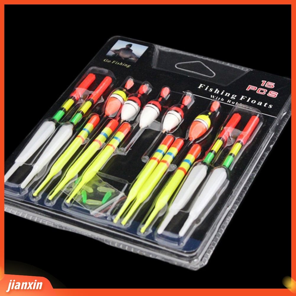 (In Stock) 15 Pcs Vertikal Profesional Memancing Umpan Mengapung Bobber Batang Slip Drift Tabung Set