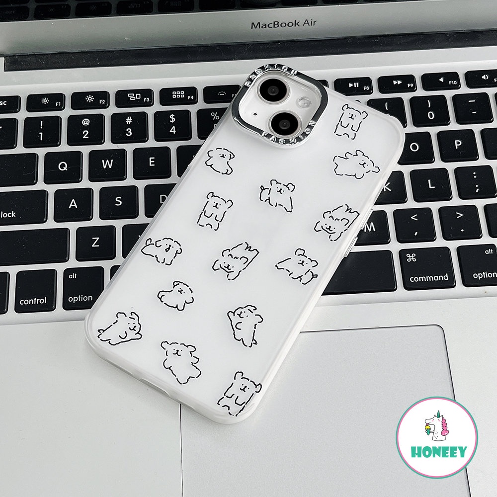 IPHONE Casing Ponsel Puppy Jumping Putih Sederhana Kompatibel Untuk Iphone14 13 12 11 Pro Max XR XS 12pro 13pro 7 8Plus Matte Shockproof Cover