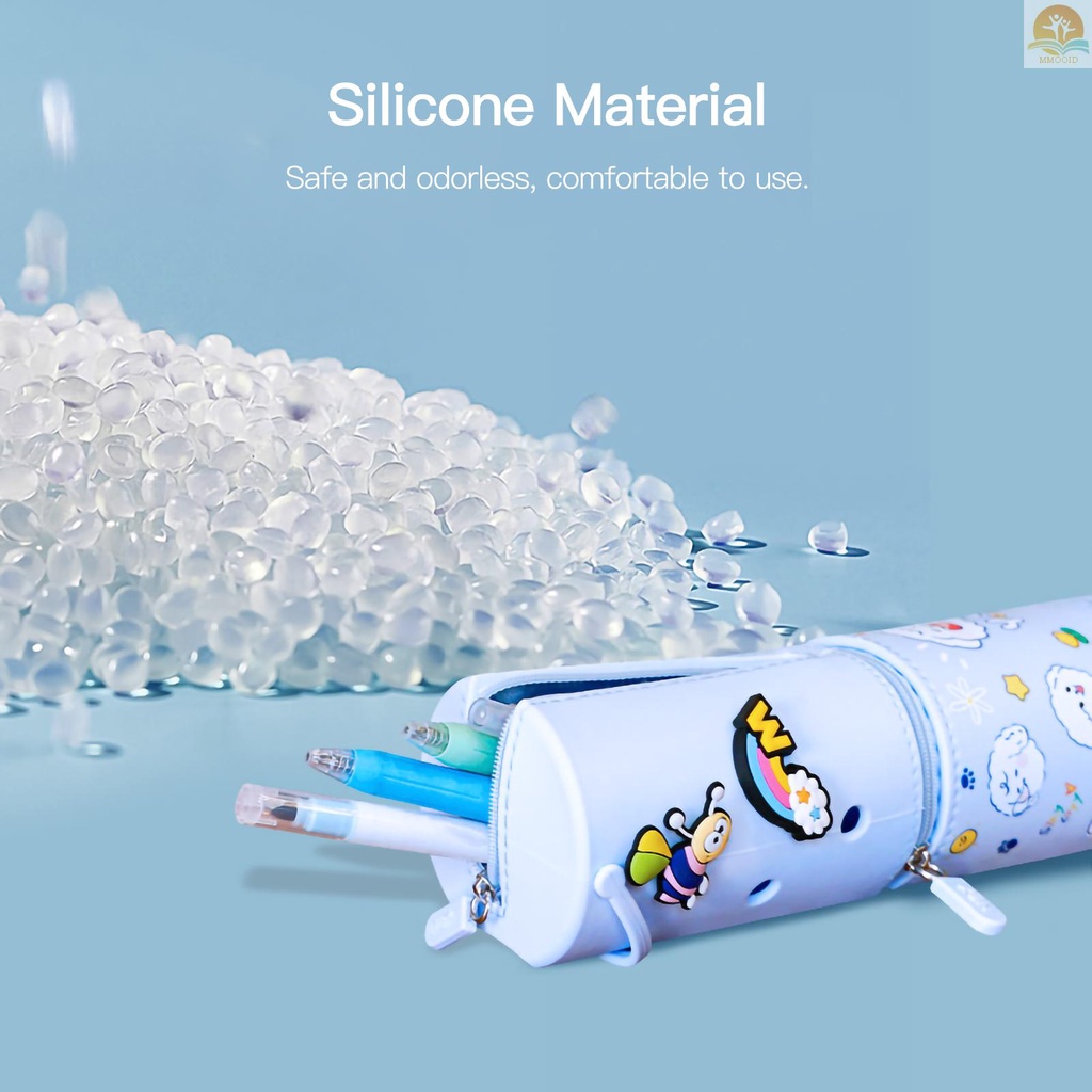 In Stock NBX Silikon Pensil Case Kapasitas Besar Kartun Lucu Tempat Pulpen Tahan Lama Tahan Air Berdiri Tas Pensil Kantong Penyimpanan Alat Tulis Meja Organizer Untuk Siswa Kantor Sekolah B