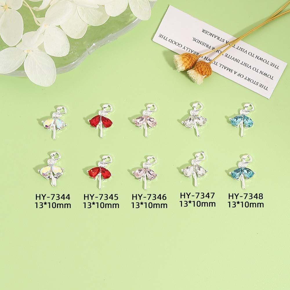 MXBEAUTY 10pcs /set Aksesoris Kuku Gadis Balet, Bahan Manicure Ballet Girl Nail Decoration, Perlengkapan Kuku Alloy Warna-Warni Aneka Warna Untuk Lady/Girls