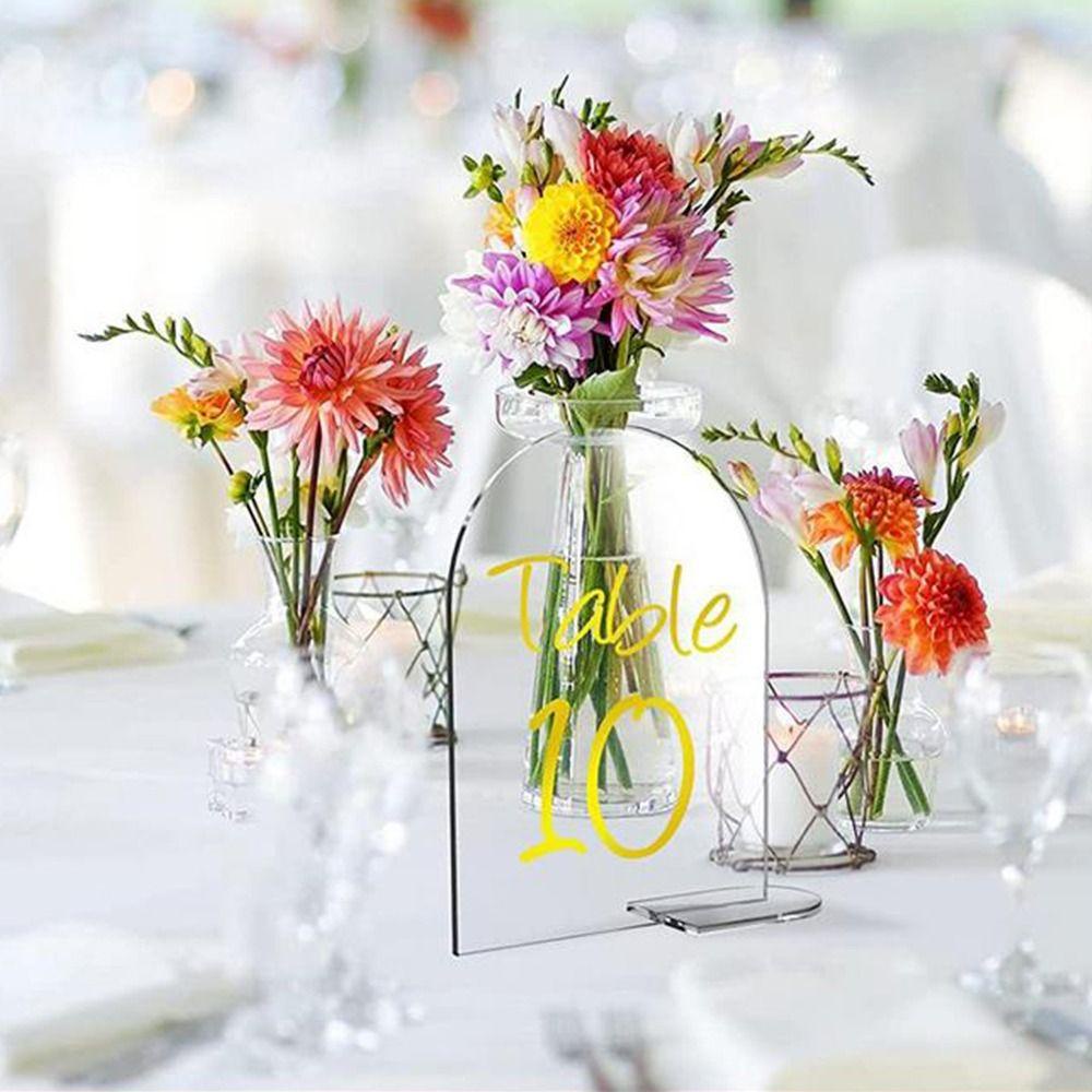 5pcs Arch Place Card, Acrylic Akrilik Tanda Meja, Tanda Nama Arch Arch Arched Kosong Halus Transparan Untuk Ukiran