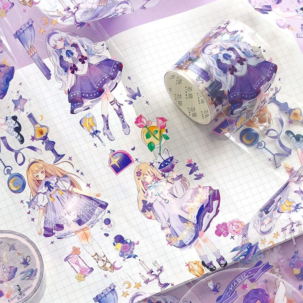 LANFY Elf Fairy Collection Masking Tape, Dekorasi Album Vigorous Girl Series Kolase Tape, Kerajinan Tangan Vintage DIY Aesthetic Tahan Air Untuk Scrapbooking