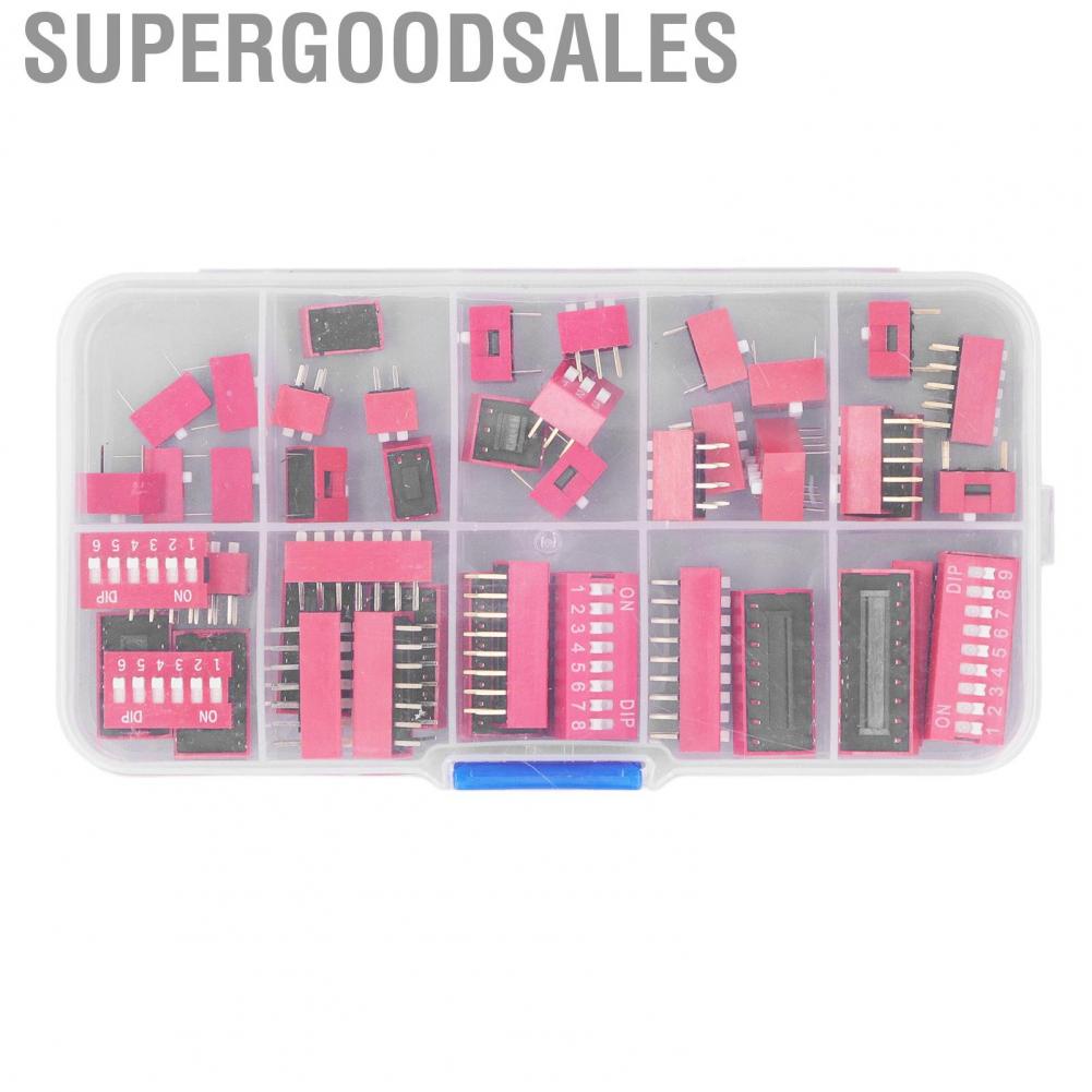 Supergoodsales Dip Switch Assorted Kit  45Pcs 1 2 3 4 5 6 7 8 9P 2.54mm Range for Printed Circuit Boards