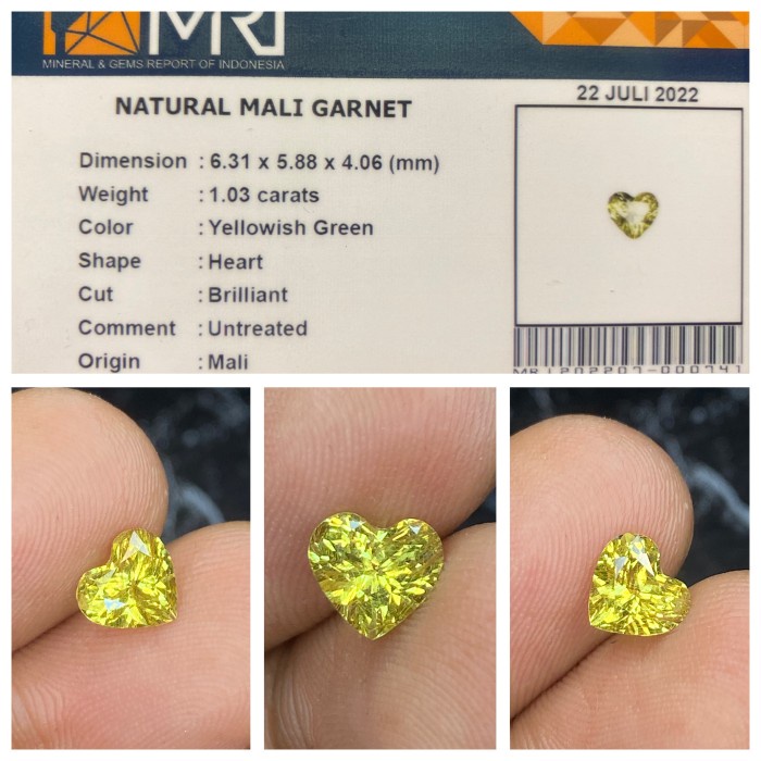 Natural 1.03ct Batu Mali Garnet Heart Shape Best Luster