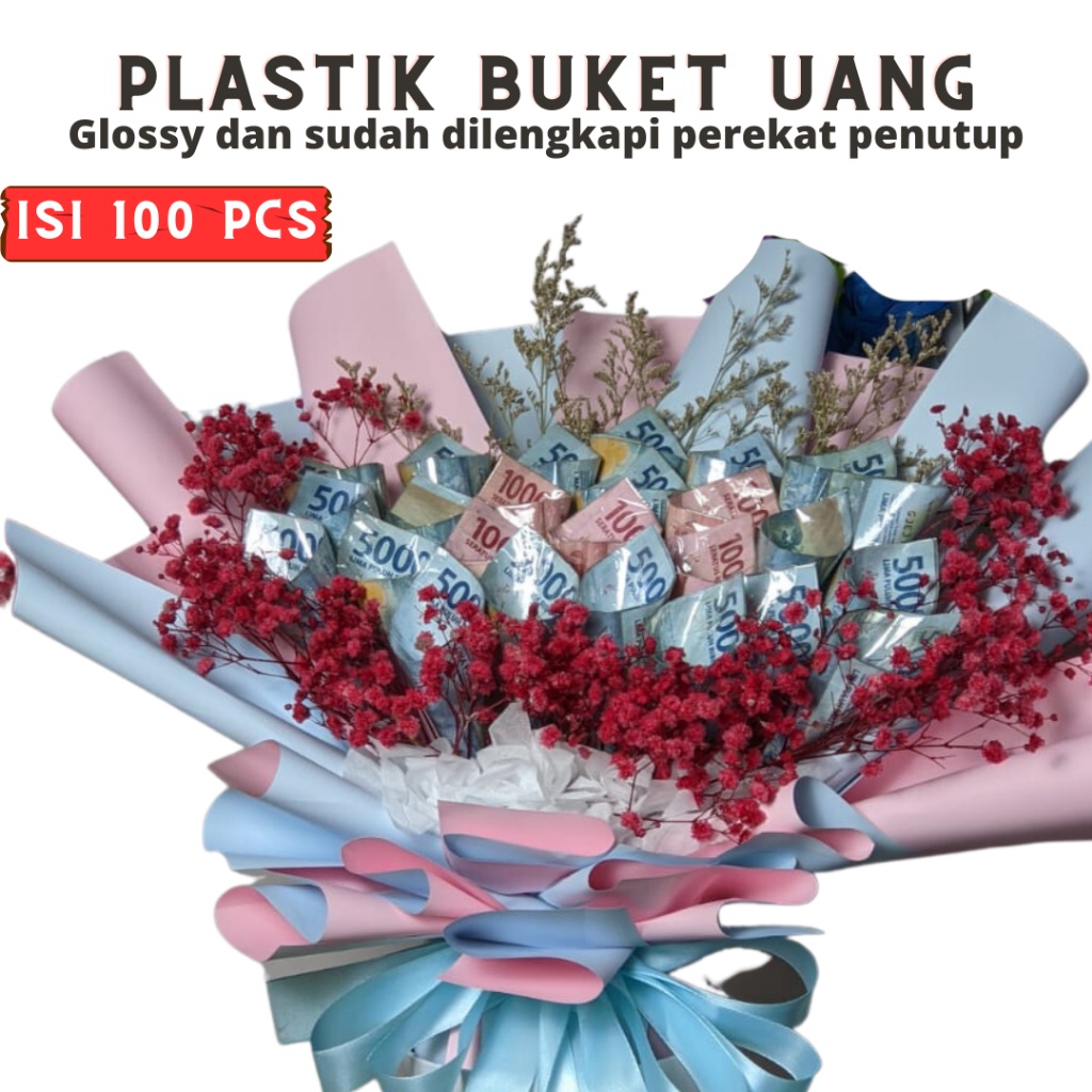 Plastik uang buket OPP plastik opp lem buket uang money bouquet