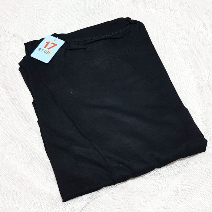 New Trend Style Gamis Polos Wanita Jumbo Inner Long Manset Panjang Bahan kaos Premium - Hitam, XXL