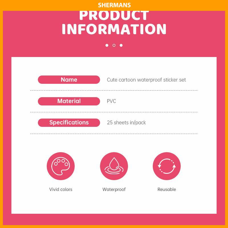 

[Ready Stock❤️]Stiker Kartun Kreatif Stiker Tahan Air Set Stiker Hadiah Anak Siswa sherman