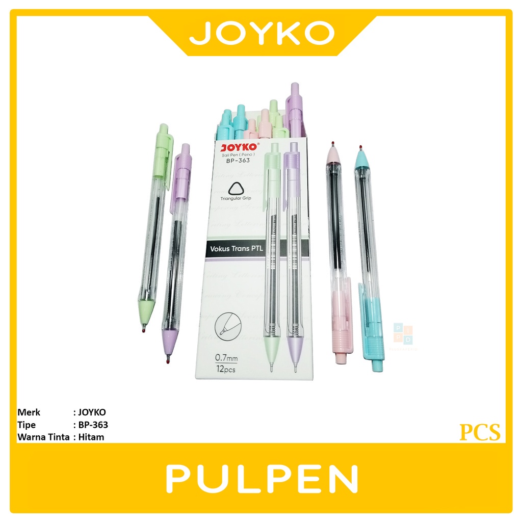 

JOYKO - Ballpen Vokus Trans PTL BP-363 Pena Tranparan Tinta Hitam - Pcs