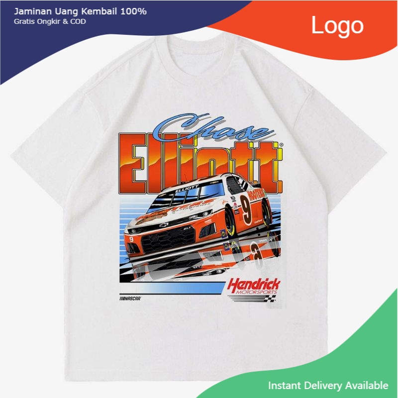 KAOS NASCAR CHASE ELLIOT | T-SHIRT WHITE NASCAR RUMBLE RACING CAR | KAOS BAJU MOBIL BALAP PUTIH