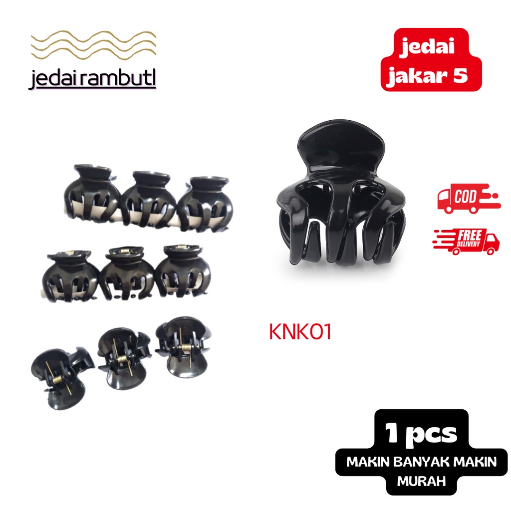 Jedai Salon Rambut Warna Hitam Metalik Ukuran 5 cm