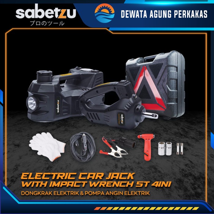 Dongkrak Mobil Elektrik 5 Ton Sabetzu + Impact Wrench Mesin Buka Baut Ban Mobil