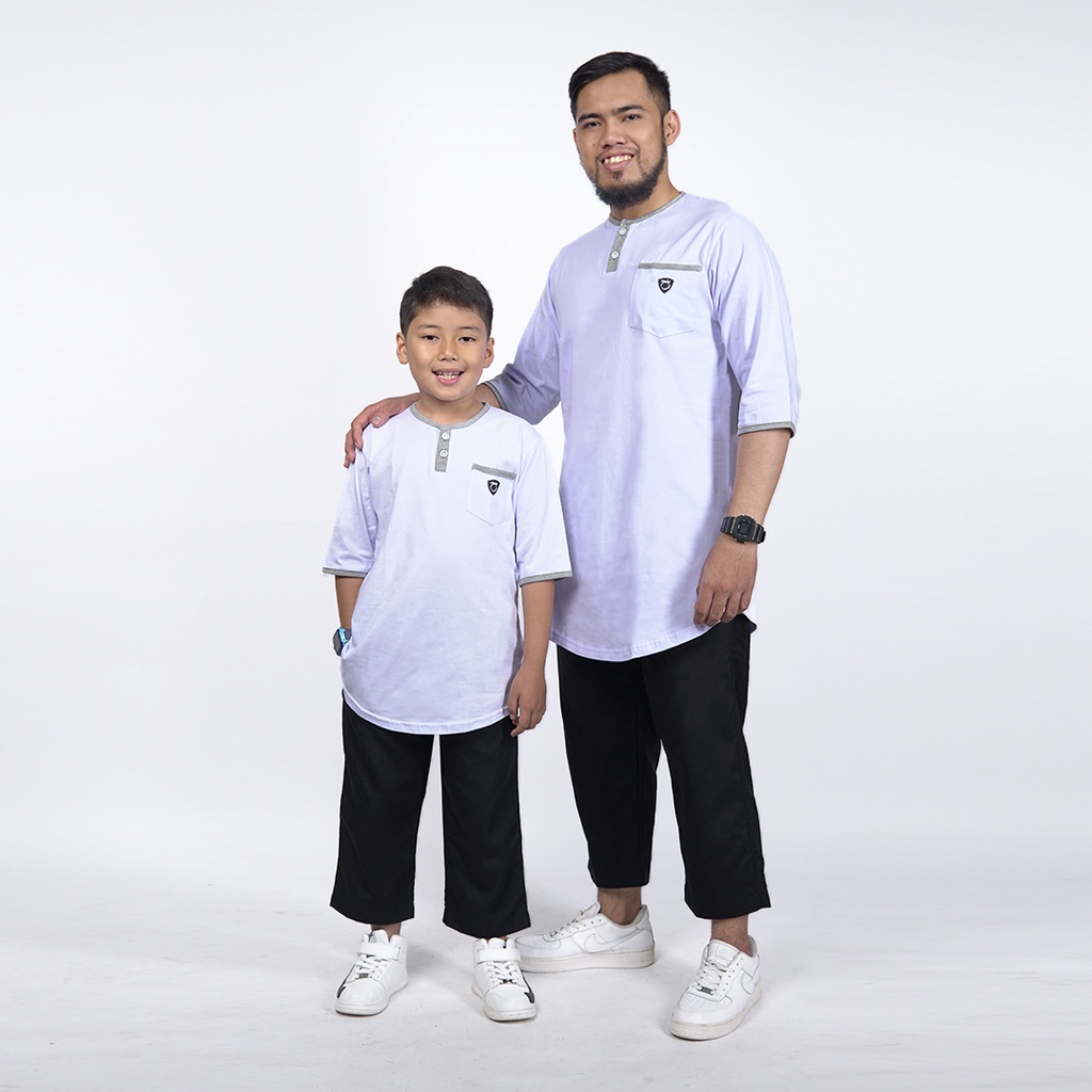Koko kurta Khoirummah | Koko Kurta Couple Ayah dan Anak | Koko Kurta Kaos Premium