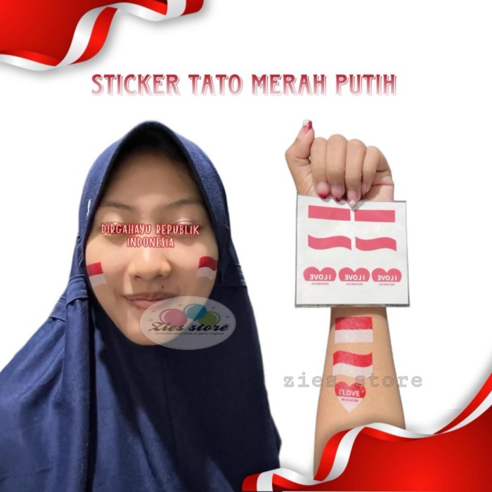 Temporary Tattoo / Tato Bendera Merah Putih Pipi Muka Tangan