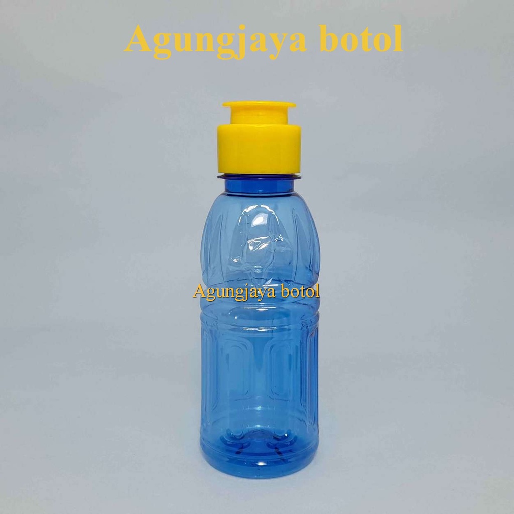 Botol Pet 220 ml Bulat Biru Trans Tutup Fliptop Jamur / Botol Plastik / Botol Plastik Fliptop / Boto